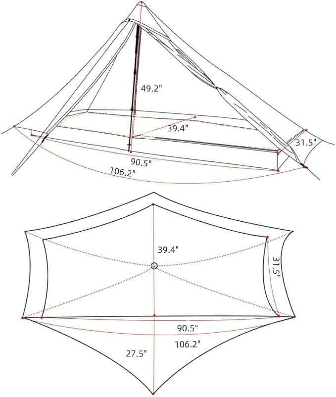 3F UL Gear LANSHAN 1PRO Ultralight Portable Tent for 1 Person,20D Silpoly Waterproof Single Layer Tent for Outdoor Camping,Climbing,Backpacking,Hiking