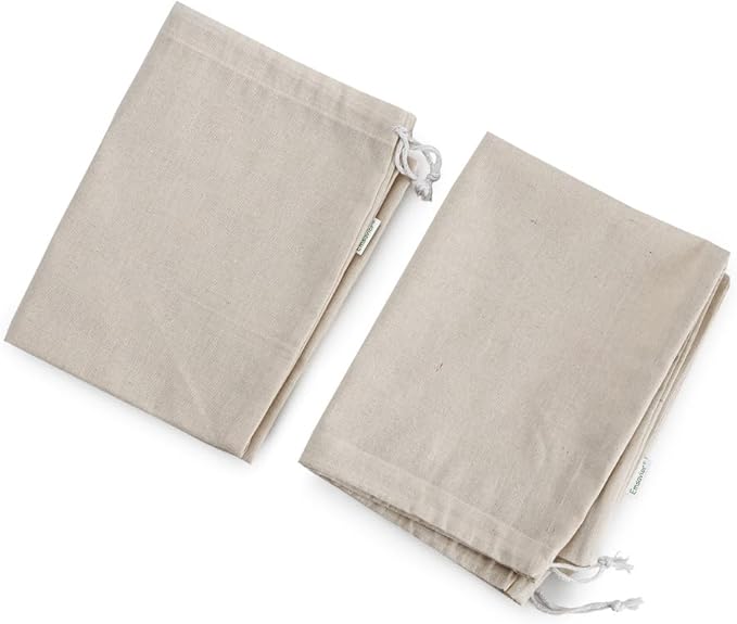 2-Pack Extra Large Reusable Cotton Muslin Storage Bags with Drawstrings – Heavy-Duty Laundry Bags, Multi-Use for Bulk Food, Vegetables, Fruits, Snacks, and More – 28x36 Inches (White)
