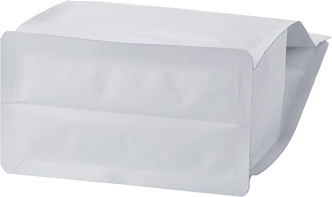 50 Pack Coffee Bags with Aluminum Foil and Degassing Valve, Resealable High Barrier Storage Bags, Odor-Proof for Coffee Beans, Stand Up Coffee Pouch, Flat Bottom (Small-8OZ, White)