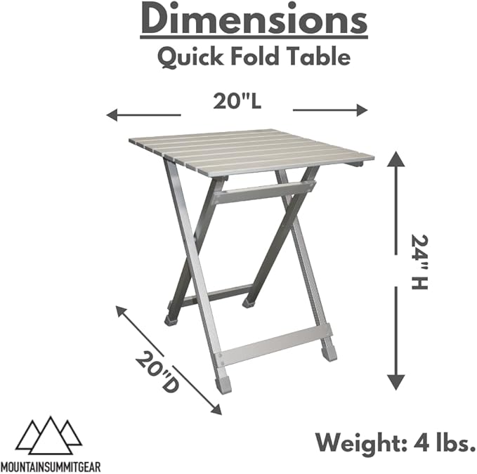 MOUNTAIN SUMMIT GEAR Quick-Fold Camping Table Made with Weather-Resistant Aluminum (Made by Caddis Sports)