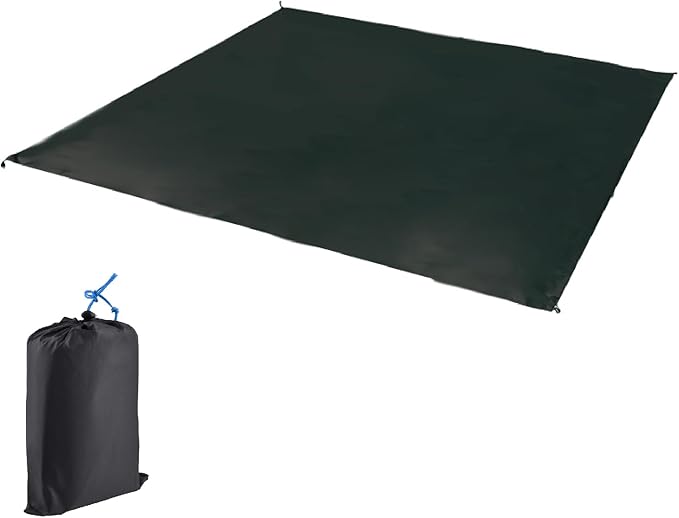 JEELAD Tent Footprint Camping Tarp Picnic Mat Waterproof Tent Floor Saver Ultralight Ground Sheet Mat for Hiking, Backpacking, Hammock, Beach with Storage Bag (Black, L)