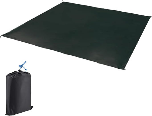 JEELAD Tent Footprint Camping Tarp Picnic Mat Waterproof Tent Floor Saver Ultralight Ground Sheet Mat for Hiking, Backpacking, Hammock, Beach with Storage Bag (Black, L)