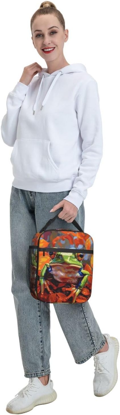 Frog Insulated Lunch Box for Women Men Frog Lunch Bag for Work,Picnic,Travel,Hiking,Beach or Fishing Polyester