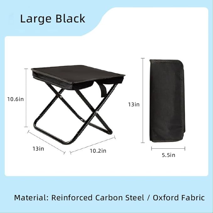 Outdoor Pocket Portable Chair,Lightweight Stool,for Camping,Hiking,Queue,shortbreak Anytime (Black, Large)