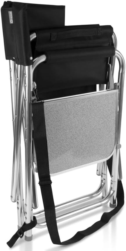 Personalized Embroidered Sports Director Chair with Side Table and Storage Pockets by Picnic Time - Black