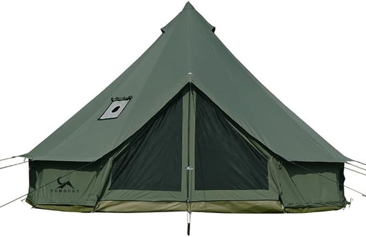 MC TOMOUNT Canvas Tent Bell Tent Yurt with Stove Jack Zipped Removable Floor for Glamping Truck Car Camping