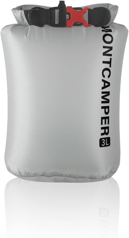 CORDURA Waterproof Dry Bag 3L – Heavy Duty IPX6 Roll Top Sack with Survival Whistle for Kayaking, Camping, Boating, Beach – Lightweight Dry Backpack (Gray)