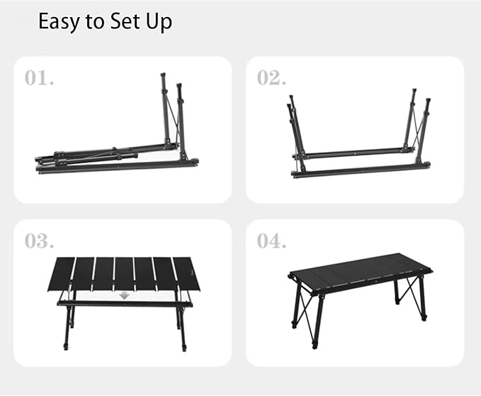 IGT Camping Table with Extended Frames, Portable and Foldable Outdoor IGT Camp Tables, Ultralight Height Adjustable Camp Table with Carry Bag for Car Camping Picnic RV Trip Patio Backyard