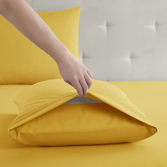 Clara Clark Full Sheets, 6 Piece Set - Hotel Luxury Bed Sheets, Super Soft Bedding Set, Full Size, Yellow
