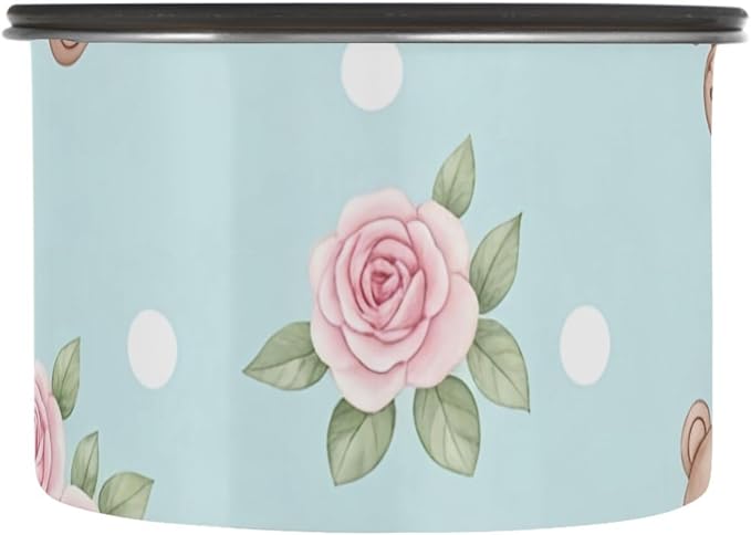 Bear and Rose Food Storage Containers Reusable Stainless Steel Containers with Lids 500ML Storage Jars for Cereal, Dry Food, Coffee