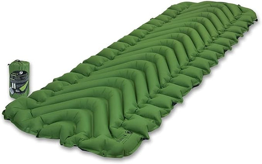 KLYMIT Static V Lightweight Inflatable Sleeping Pad | Comfortable, Lightweight, Easy to Inflate Portable Air Bed Mattress for Camping, Backpacking and Hiking — Green