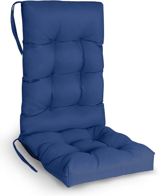 GREENVINES Rocking Chair Cushion | Polyester | Waterproof | Outdoor High Back Rocker Chairs Cushions | Seat with Ties | Non-Slip | Thickened Pad for Patio | 46.5" x 18.5" x 4.3" | Blue