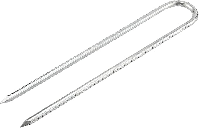 JOIKIT 12 Pack 12 Inch Silver U Shaped Trampolines Rebar Stakes, 5/16" Thick Heavy Duty Galvanized Steel Landscape Garden Ground Anchor Stakes Securing Pegs for Swing Set, Anchoring Tents, Trampoline