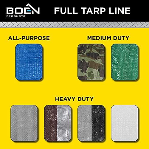 Multi-Purpose Large Tarp Waterproof Cover | Blue, 9' x 12' 5 Mil Thick | Rip Proof Tarps | Thick Weave Material, UV Resistant Great for Tarpaulin Canopy Tent, Boat, RV or Pool Cover