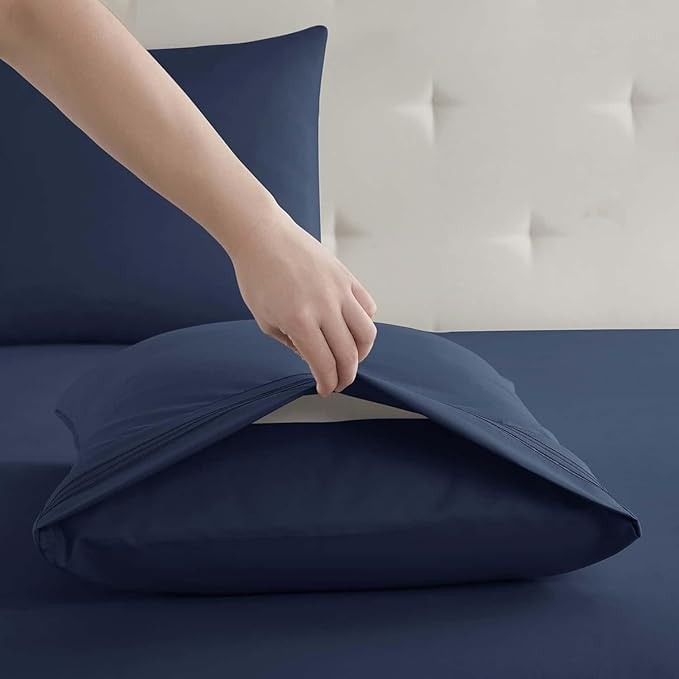 Clara Clark Full Sheets, 6 Piece Set - Hotel Luxury Bed Sheets, Super Soft Bedding Set, Full Size, Navy Blue