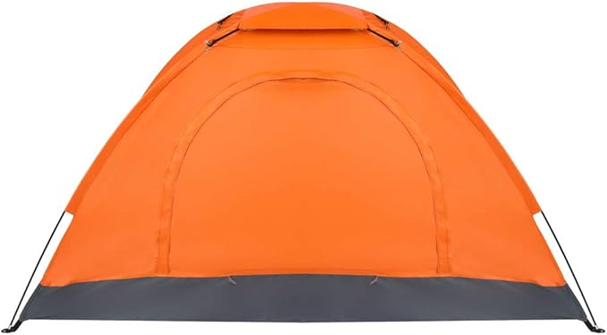 Camping Tent 1-2 Person Waterproof Windproof Dome Tent with Double Layers Door-Easy Set up-Portable Tents for Camping,Oxford Fabric,Orange