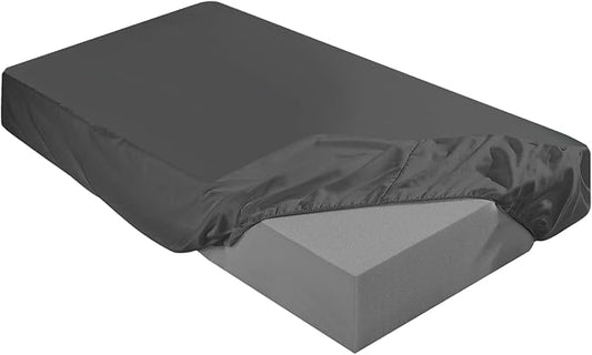 Breling Fitted Sheet (Sheet Only) Compatible with Milliard Trifold Mattress Folding Mattress Fitted Microfiber Bedsheet for Camp Bunk Rvs Bed (Twin,6'',Dark Gray)