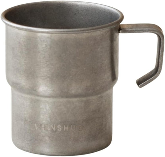 WENSHUO Outdoor Mug,Small Camping Cup,Vintage Stainless Steel,10.14 fl oz (300 ml)