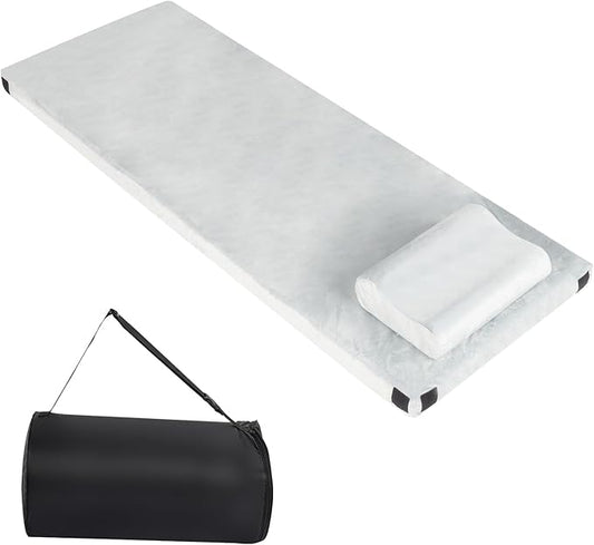 Memory Foam Camping Pad,Roll Up Thick Travel Mattress Pad Truck Bed Mattress,Portable Non-Slip Bottom Outdoor Sleeping Pads with Carry Bag and Pillow for Tents RVs Floor Travel Truck Bed,Gray