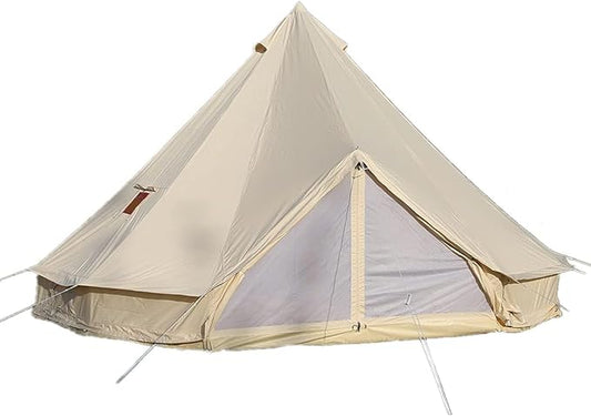 UNISTRENGH Luxury 4 Season Waterproof Cotton Canvas Bell Tent Large Glamping Tent Yurt Teepee with Roof Stove Jack Hole for Camping Hiking Christmas
