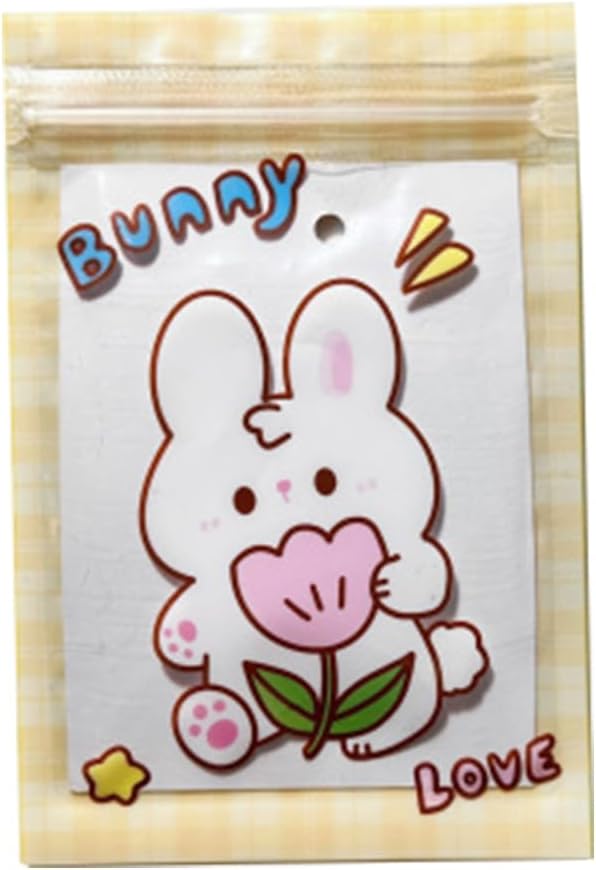 50 Pieces 7.5x11cm Small Cartoon Resealable Bags Cute PP Bag For Jewelry Packaging Bags Premium Adorable Anime Gift Bag (Yellow rabbit)