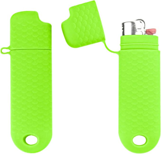 5 Pcs Waterproof Lighter Case Cover Holder for BIC Regular Lighters Sleeve Type J6 Outdoor Survival Multipurpose Seal Lighter Pouchfor Hiking and Camping (Light Green)