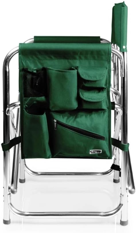Personalized Embroidered Sports Director Chair with Side Table and Storage Pockets by Picnic Time - Hunter Green