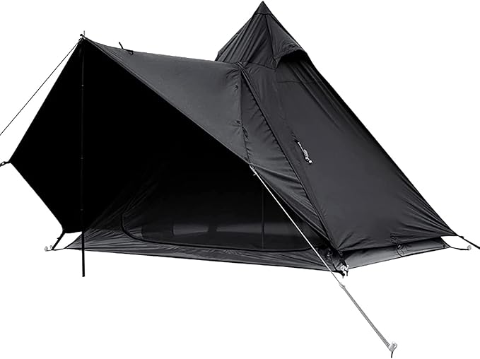 Outdoor Camping Tent, Cotton Canvas Pyramid Bell Tent, Double Layer Family Tent, Perfect for Backpacking, Camping, Hiking, Bushcraft, Travel, Winter Camping