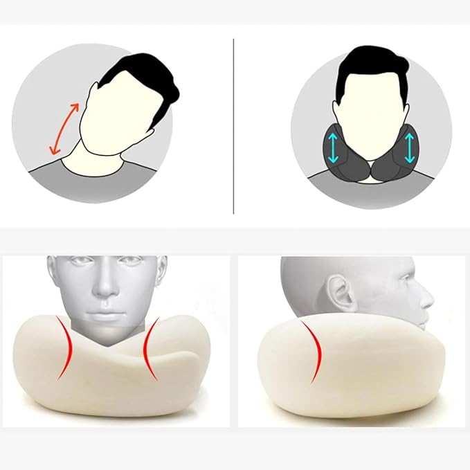 2025 New Neck Travel Pillow | Memory Foam Neck Pillow for Comfort on Airplane | Compact and Ergonomic Design for Travel, Car Rides, Offices,and Home Use | Ideal for Adults and Kids(Dark Grey)