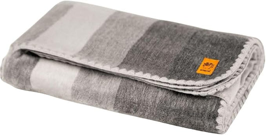 ALPAKITAS Alpaca Wool Blanket Throw | Large, Beautiful, Warm, Stripes | 64 x 45 inches | Ultra-Soft, Hypoallergenic and Breathable | Non-Itchy or Scratchy (Gray)