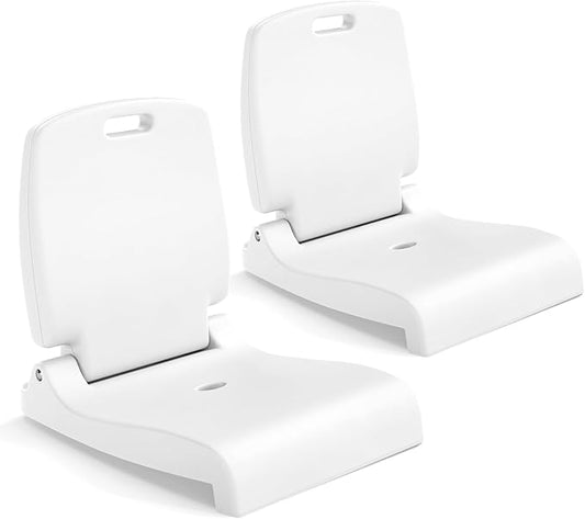 GYMAX 2 Pack Foldable Poolside Chairs for Edge of Pool, Portable Pool Chair with Handle, Drainage Hole, Lightweight Folding Flip Seat for Beaches, Camping, Fishing, Tailgating, Lawn (White,2)