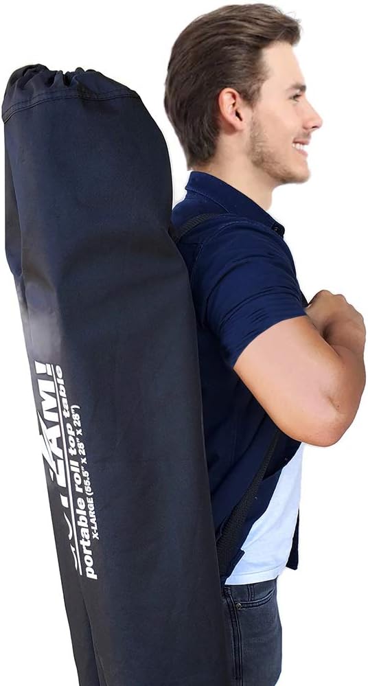 GoTEAM! Portable Heavy Duty Aluminum Roll-Top Table, Camping/Tailgating/Beach Instant Table with Carry Bag (Large)