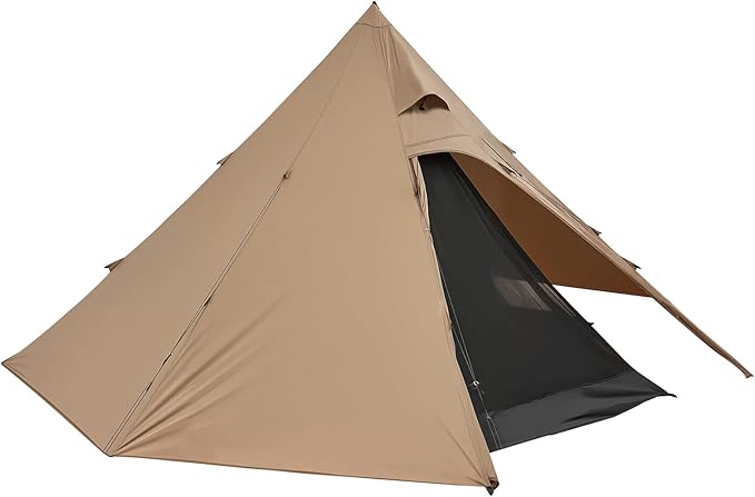 VEVOR Hot Tent, Camping Tipi Hot Tents with Stove Jack, Portable Winter Camping Tents with Snow Skirt, Easy Setup, Waterproof 4 Season Shelter Tents for Fishing Backpacking