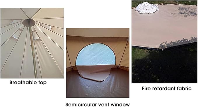 GeRRiT Outdoor Bell Tents Large Waterproof Canvas Glamping Yurt Tent with Zipped Groundsheet and Chimney for Family Camping Hiking Hunting Party Shelter, 3/4/5/6m