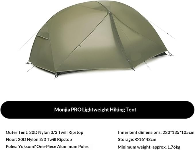 Hiking Tent 1/2/3 Person - 20D Nylon Waterproof Ultralight Outdoor Camping Trekking Backpacking Shelter