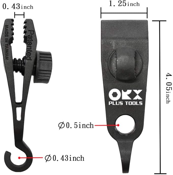 ORXPLUS TOOLS 4pcs Thumb Screw Tarp Clips with Hook, Tent Clamps, Awning Clamp Set for Camping Canopies, Car Cover, Winter Boat, Pool, Sun Shade