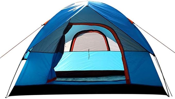 GeRRiT Camping Tent with Snow Skirt Large 3-4 Person Waterproof Family Tent 4-Season Double Layer Dome Tent,Blue