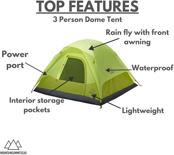 Mountain Summit Gear Campside Dome Tent, 3/4/6-Person Camping Tent, Camping Gear for The Outdoors, Backpacking Tents for Camping (by Caddis Sports Inc.)