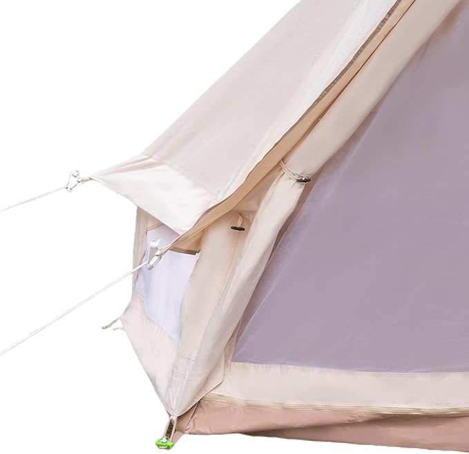 Bell Tent 118" All-Season Waterproof Canvas Camping Tent, 6.5ft Center Pole Polyester Cotton Tent for 2 Person with PVC Floor, Windproof Outdoor Camping Tent