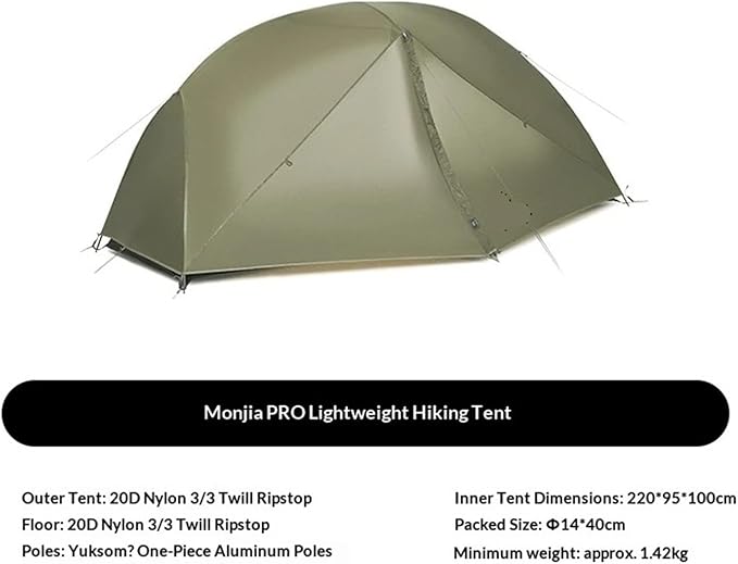 Hiking Tent 1/2/3 Person - 20D Nylon Waterproof Ultralight Outdoor Camping Trekking Backpacking Shelter