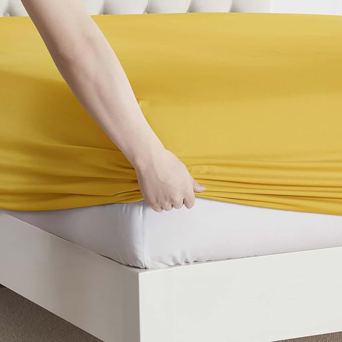 Clara Clark Full Sheets, 6 Piece Set - Hotel Luxury Bed Sheets, Super Soft Bedding Set, Full Size, Yellow