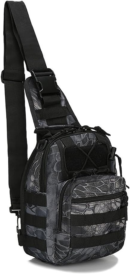 Viriber Tactical Backpack, Waterproof Military Cross-body Molle Sling Shoulder Backpack Chest Bag for Outdoor Every Day Carry Black02