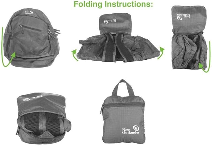 Outlander Packable Handy Lightweight Travel Hiking Backpack Daypack-Green-L