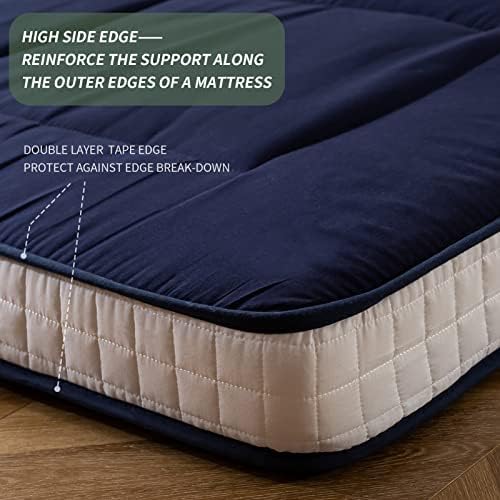 MAXYOYO Japanese Floor Mattress Futon Mattress Twin Bed Mattress, Single Mattress Pad Guest Mattress Floor Bed Mattress, Easy to Foldable and Portable, Navy Futon Twin Mattress
