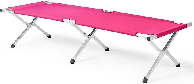 Camp Bed, Portable Folding Camping Cot for Adults,Indoor Outdoor Portable Sleeping Cot for Hiking, Camping with Carrying Bag Army (Pink)