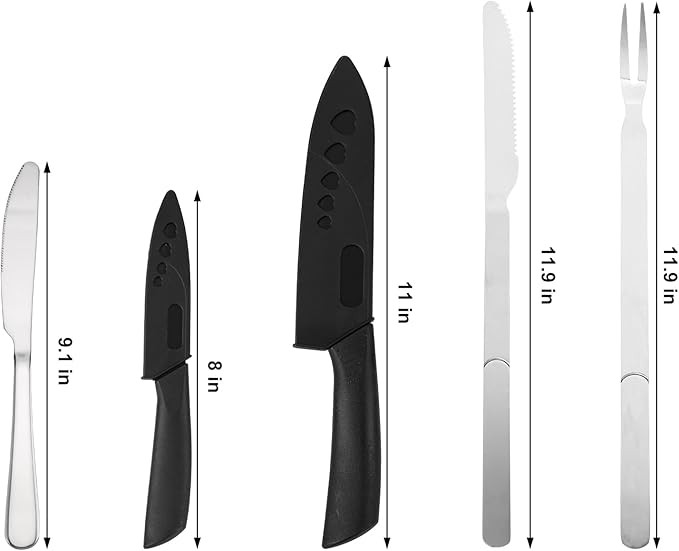 Camping Essentials Cookware Cooking Utensils Set - Portable Camp Kitchen Mess Kit Outdoor Accessories, Stainless Steel & Silicone, Camping Gear Equipment for RV Picnic Grill