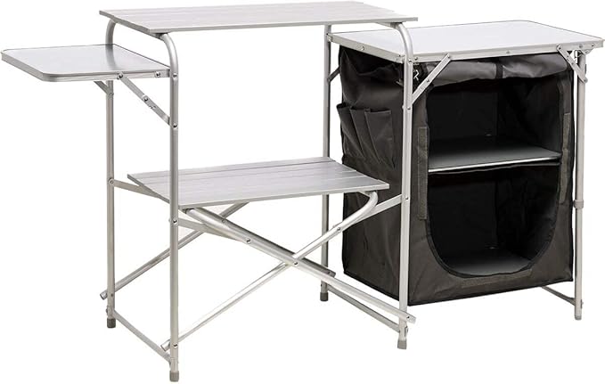 MOUNTAIN SUMMIT GEAR Deluxe Roll Top Kitchen Table for Camping Made with Weather-Resistant Aluminum (by Caddis Sports)