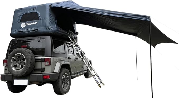 WINTENT Inflatable Rooftop Tents for Camping Easy Setup Tent for Top of Car Roof Tent Pickup Truck SUV Tents Blow Up with Awning, Strip Light, Ladder, Thick Mattress