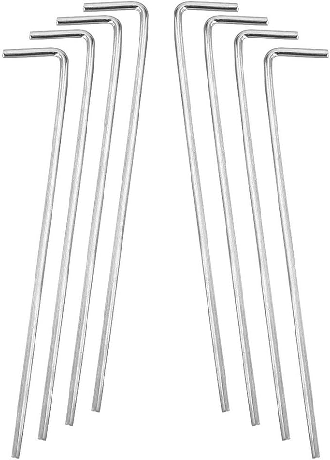 Tent Stakes BLLNDX 20PCS Galvanized Solid Steel L Shaped Tent Pegs, Rust Resistant Metal Hook, Garden Stakes for Plants and Landscaping, Camping Pegs for Anchoring Camping Tents