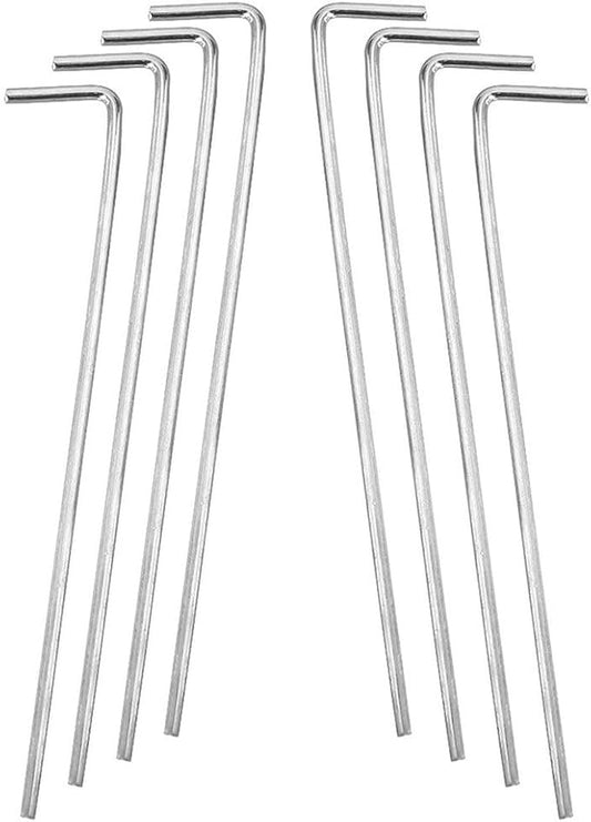 Tent Stakes BLLNDX 20PCS Galvanized Solid Steel L Shaped Tent Pegs, Rust Resistant Metal Hook, Garden Stakes for Plants and Landscaping, Camping Pegs for Anchoring Camping Tents